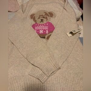 Cozy Beige Sweater with Bear Design